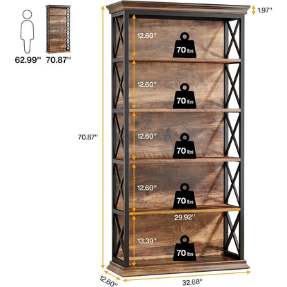 6 Tier Industrial Bookcase