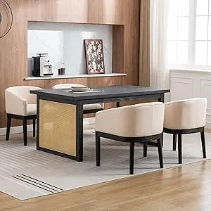 Beige Linen Dining Chairs