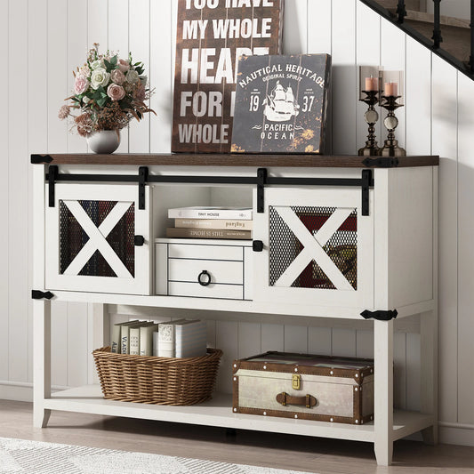 Entryway table with two doors and a 46-inch console table
