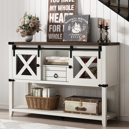 Entryway Table with Sliding Barn Doors