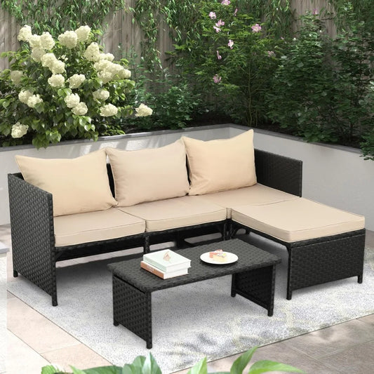 Rattan Loveseat Trio