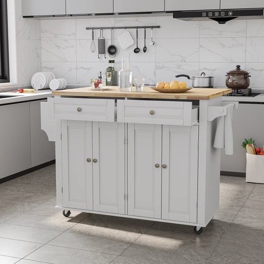 Rolling Kitchen Island with Drop Leaf