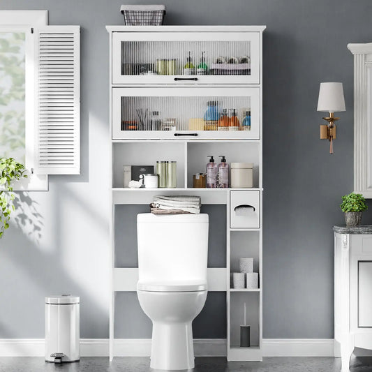 Over the Toilet Storage Cabinet with Glass Door