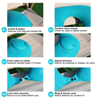 U-shaped inflatable neck pillow