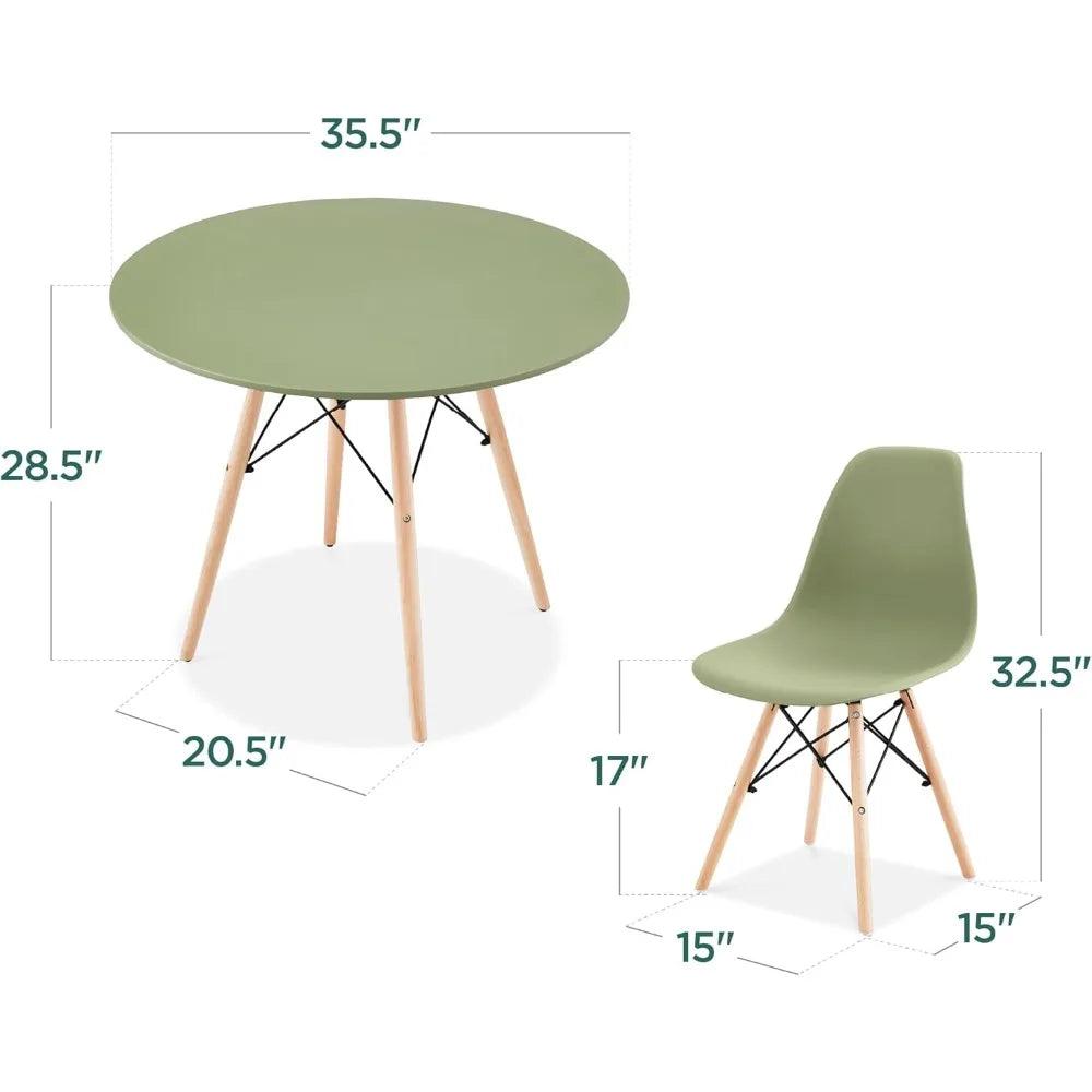 5-Piece Dining Set – Compact Mid-Century Table with 4 Plastic Chairs