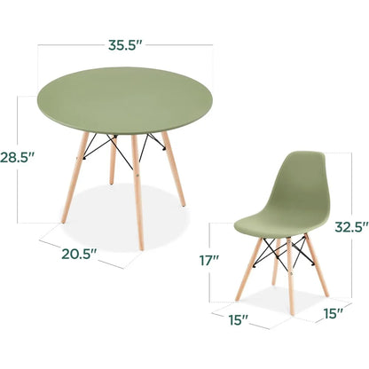 5-Piece Dining Set – Compact Mid-Century Table with 4 Plastic Chairs