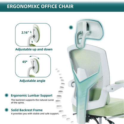 Ergonomic Reclining High Back Mesh Chair with Lumbar Support Pillow