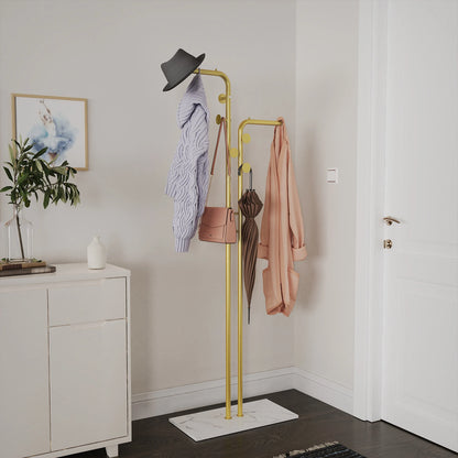 Heavy Duty Dual-Pole Clothes Rack with Stone Base