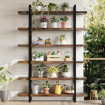 Industrial 6‑Tier Bookshelf