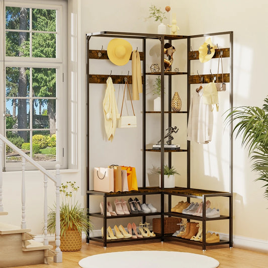 Corner Metal Hall Tree Rack