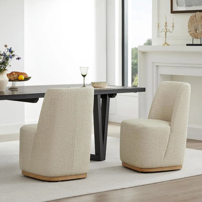 Boucle Rolling Dining Chairs