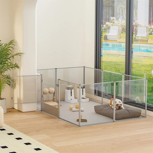 Clear Acrylic Dog Playpen with Pad
