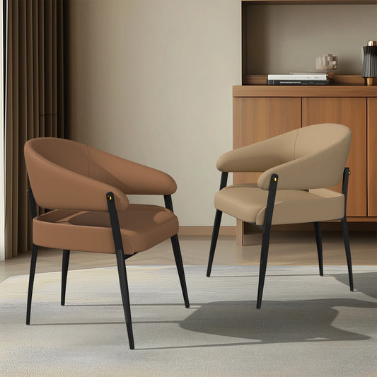 Set of 2 Leather Dining Chairs