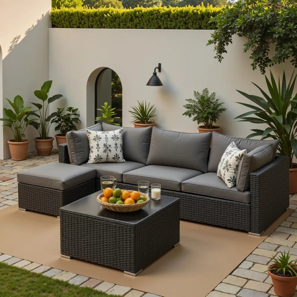 5-Piece Outdoor Wicker Sectional