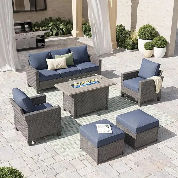 6-Piece Wicker Firepit Set