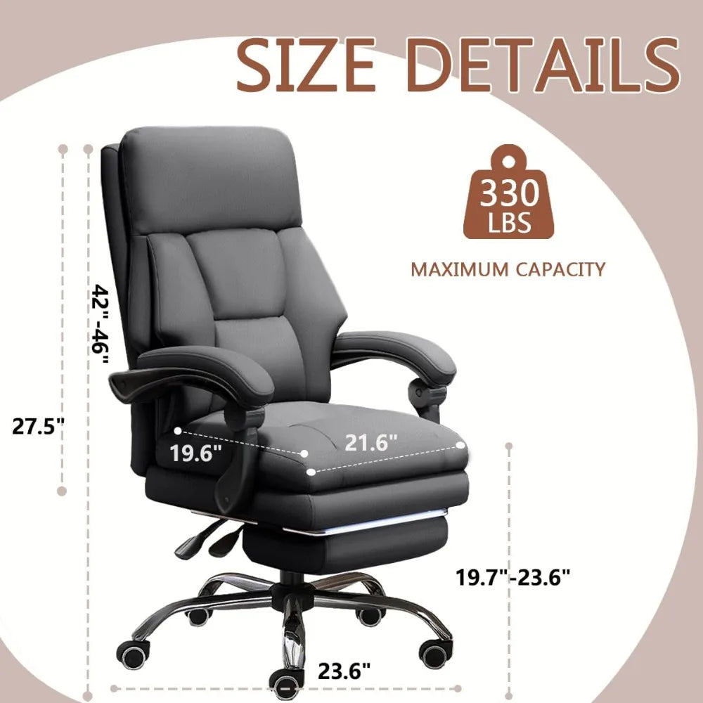 Ergonomic Leather Executive Office Chair with Footrest