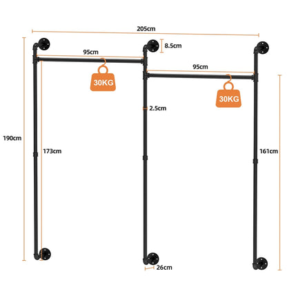 Industrial Wall Clothes Rod