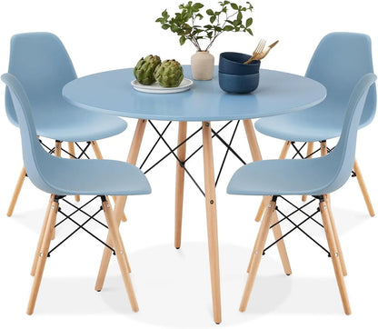 5-Piece Dining Set – Compact Mid-Century Table with 4 Plastic Chairs