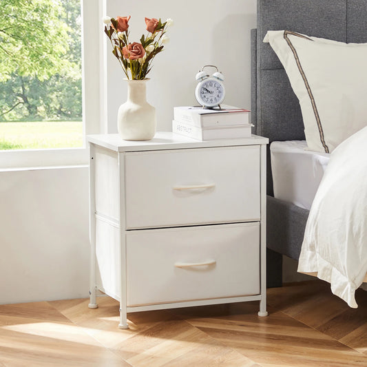 2-Drawer Fabric Nightstand