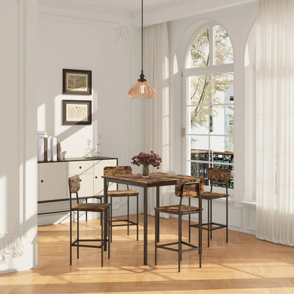 4-Person Industrial Dining Table Set