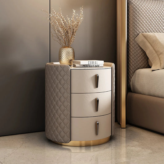 Storage Modern Nightstand – Italian Aesthetic Leather Bedside Table
