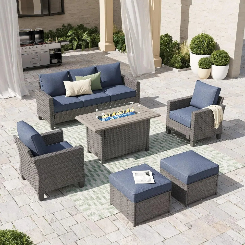 6-Piece Wicker Firepit Set