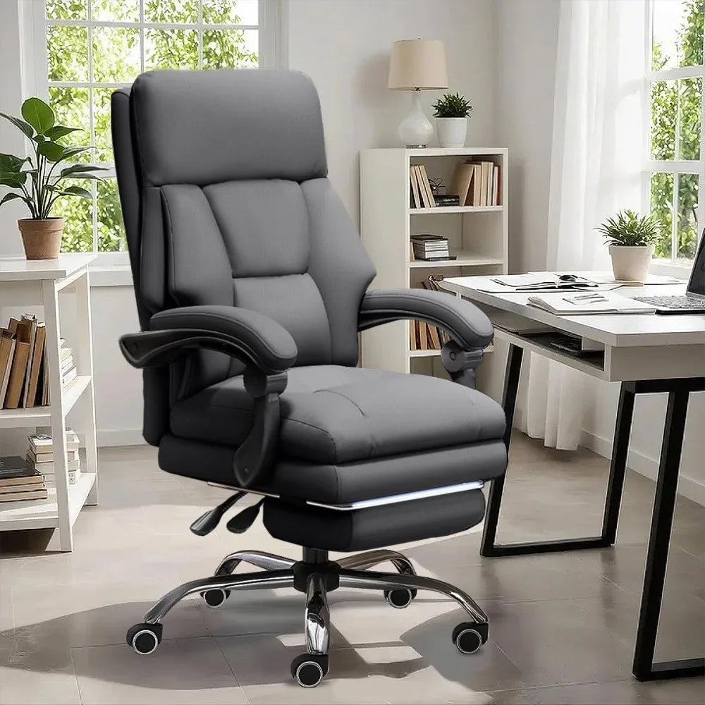 Ergonomic Leather Executive Office Chair with Footrest