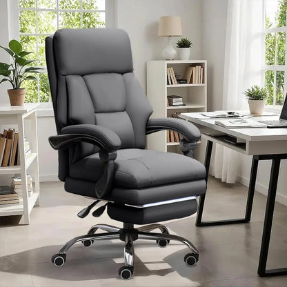 Ergonomic Leather Executive Office Chair with Footrest