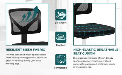 Mesh Armless Office Chair with Lumbar Support