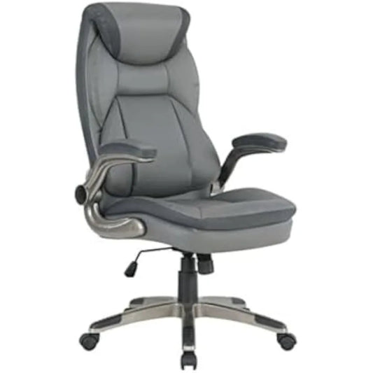 Ergonomic Leather Executive Office Chair – High Back Gray