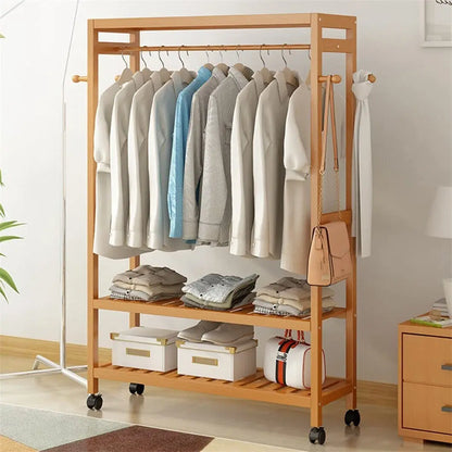 Bamboo Rolling Coat Rack