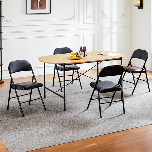 Leather Padded Folding Chairs (4-Pack)
