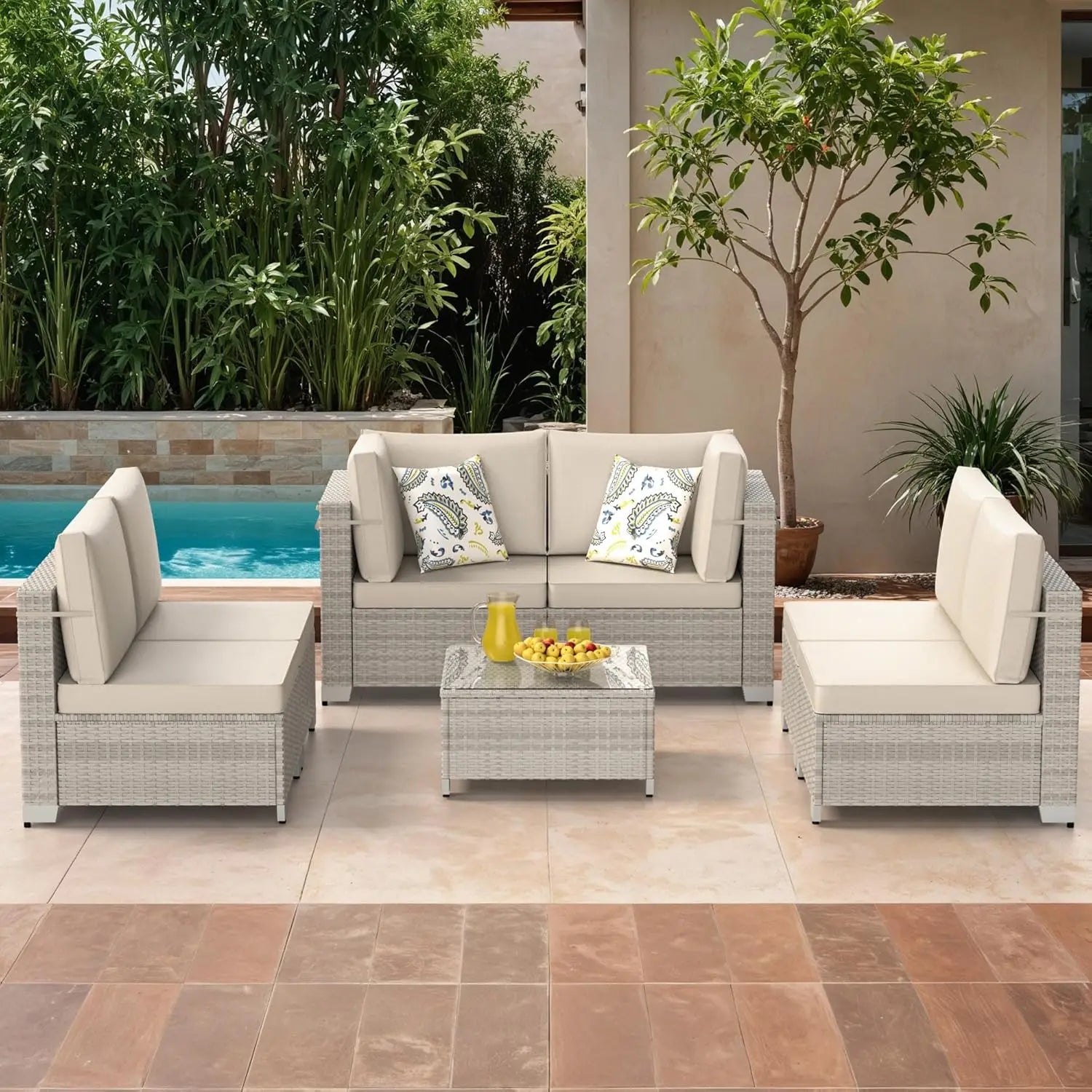 7-Piece Outdoor Wicker Sectional