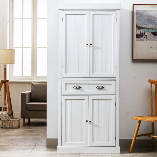 Freestanding Kitchen Pantry Storage Cabinet with Doors and Adjustable Shelves
