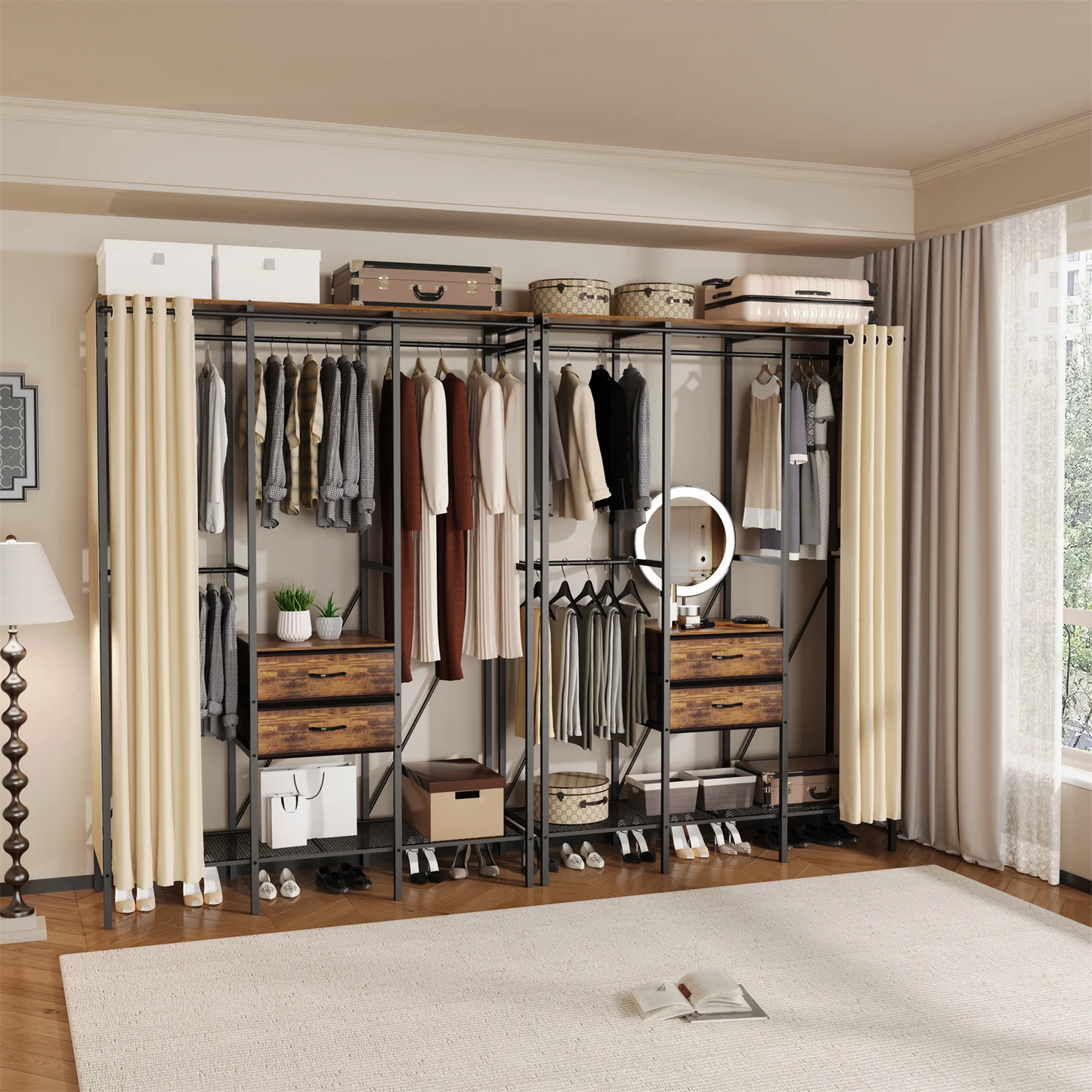 XXL Industrial Open Wardrobe with Drawers