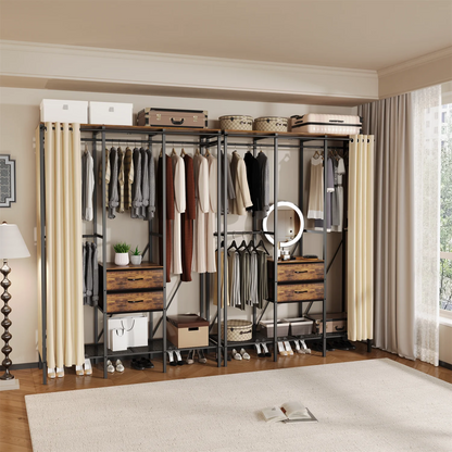 XXL Industrial Open Wardrobe with Drawers