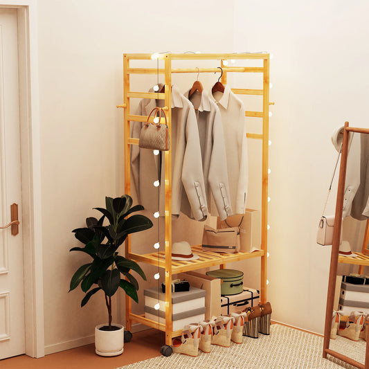 Bamboo Rolling Coat Rack