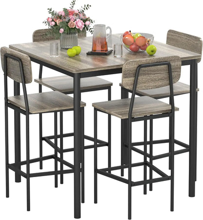 4-Person Industrial Dining Table Set