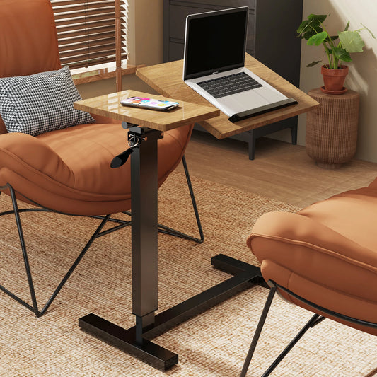 Adjustable Overbed Laptop Table with Hidden Wheels