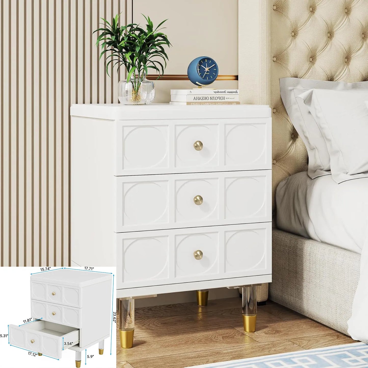 Modern White Nightstand