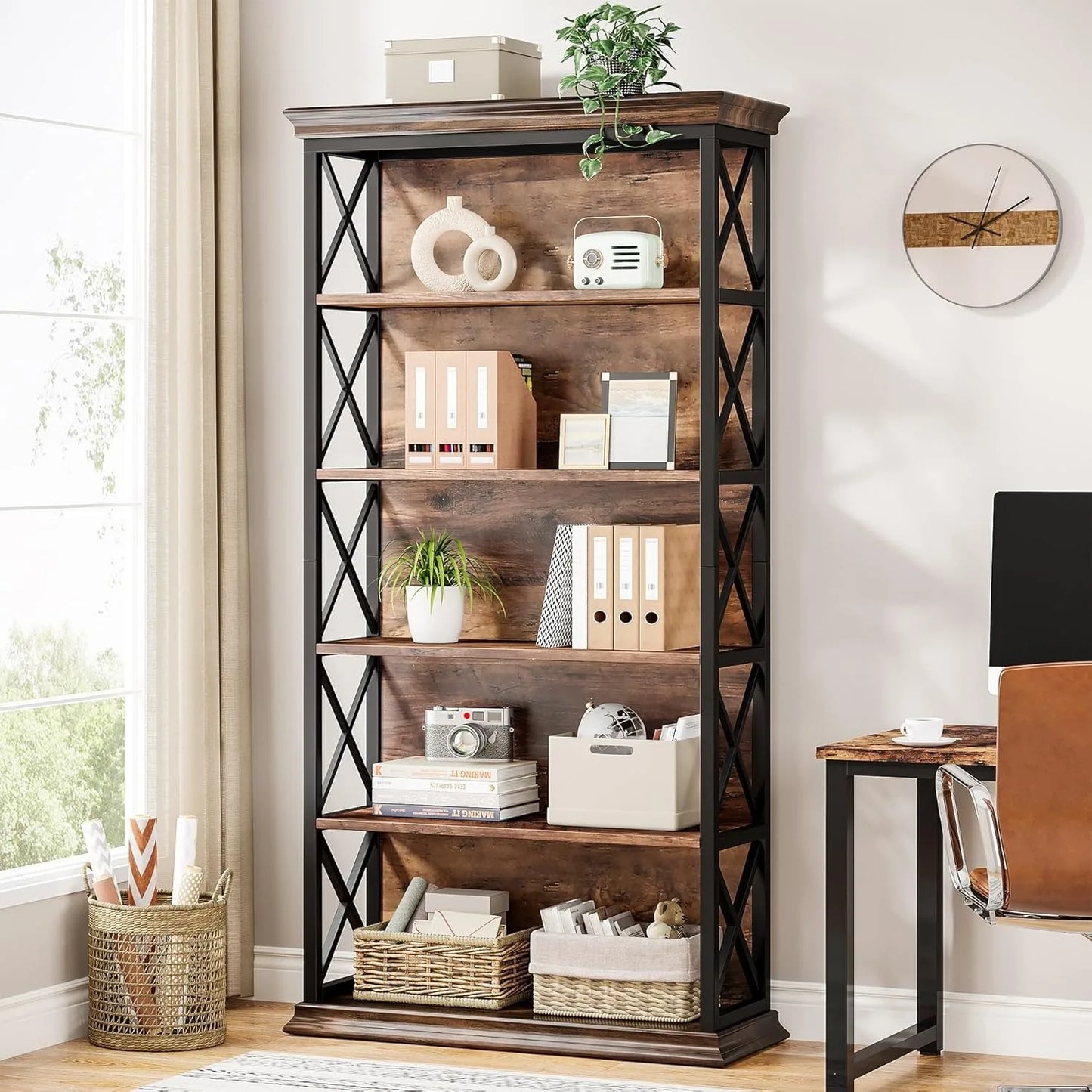 6 Tier Industrial Bookcase