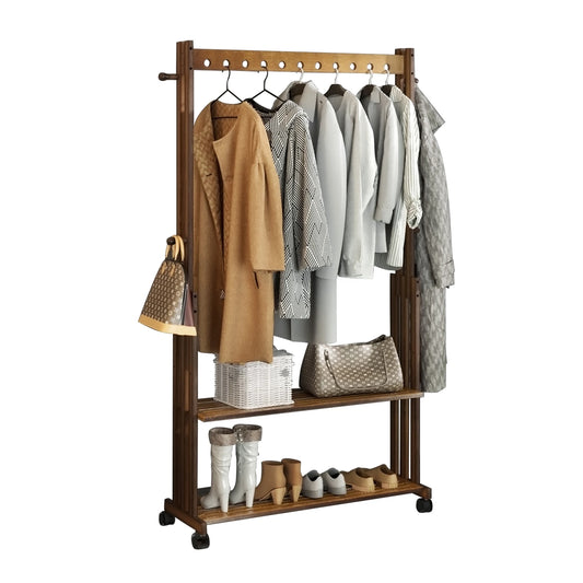Bamboo Rolling Garment Rack