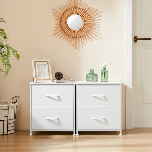 Set of 2 Living Room Cabinets with Fabric Drawers