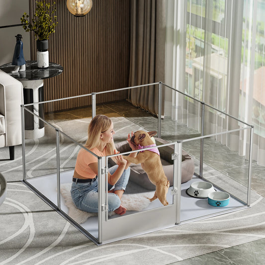 Acrylic Dog Playpen with Waterproof Whelping Pad