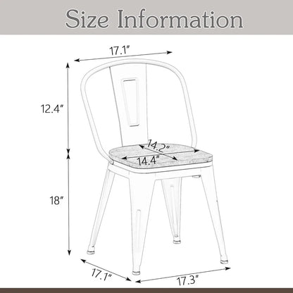 Set of 4 High Back Metal Chairs