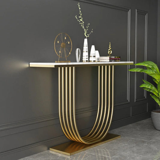 Salon Modern Corner Table – Italian Luxury Metal Console for Hallway and Living Room