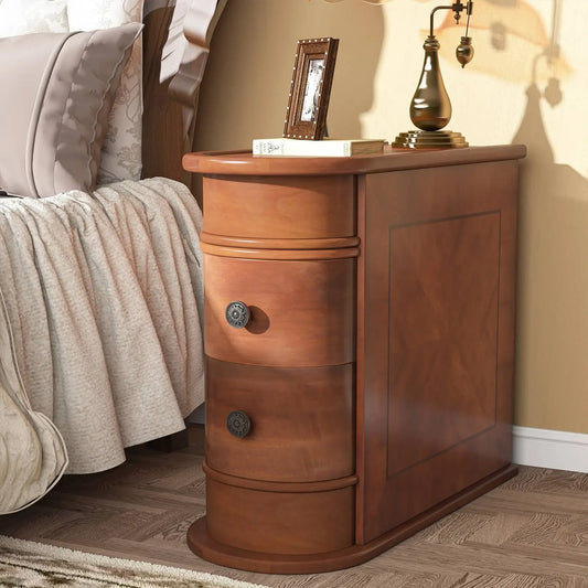 Round Solid Wood End Table