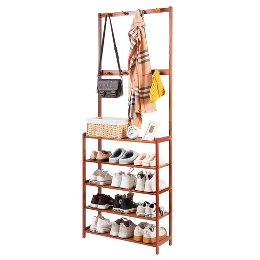 Bamboo Coat Shoe Rack Organizer