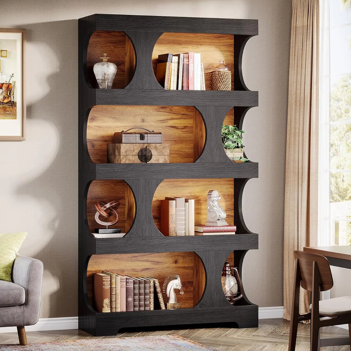 4 Tier Black Bookcase