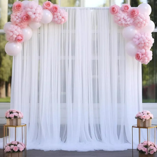White Wedding Backdrop Curtain